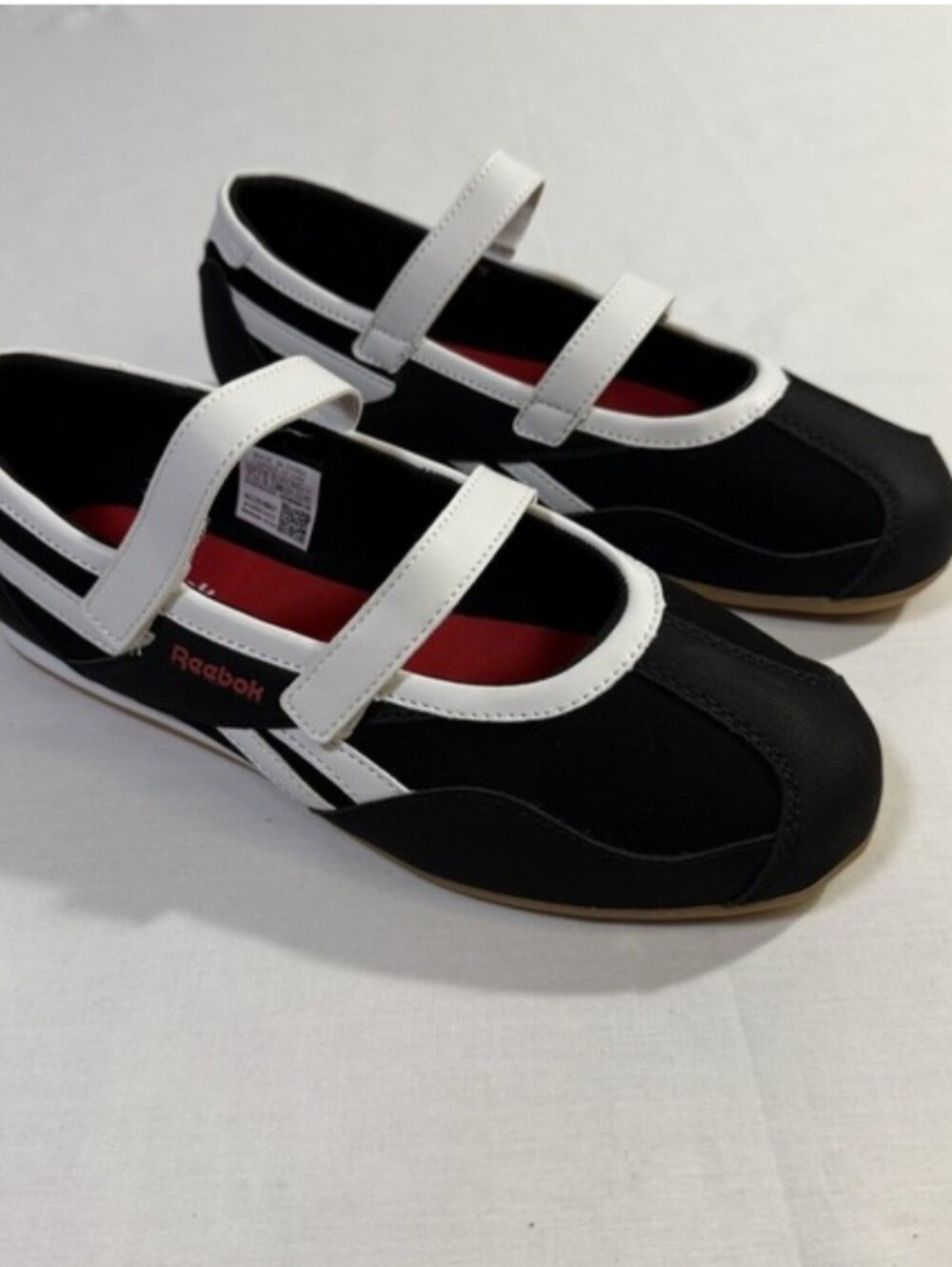Reebok Black & White With Red Accent Mary Jane Sneakers - Picture 2 of 12